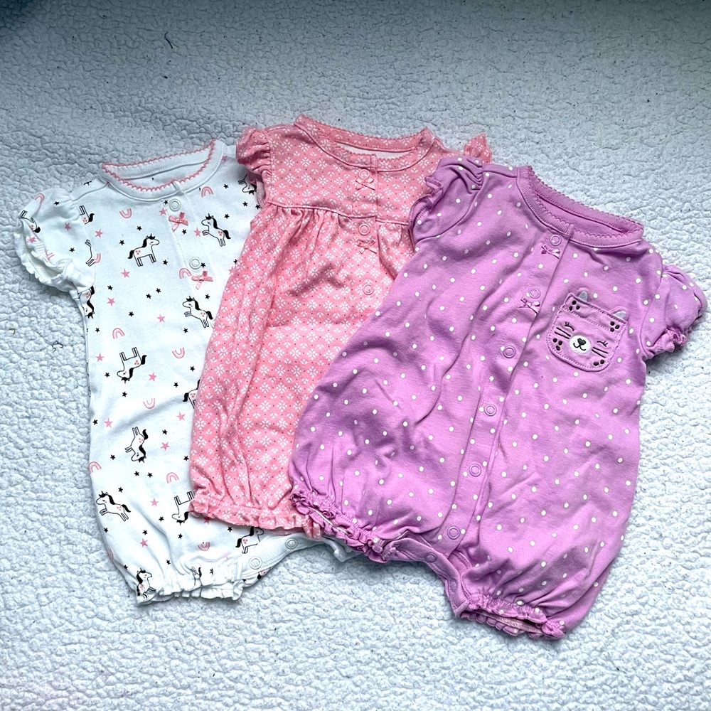 Carters Baby Girl - 3 pack Romper Set